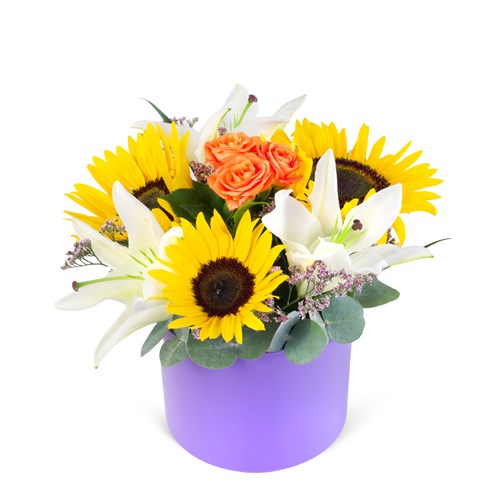 Ayçiçeği ve Lilyum Aranjmanı Rumeli Lilac