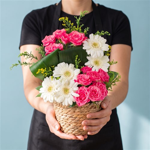 Sepette Gerbera Aranjmanı Balat Fuşya