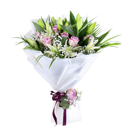 Premium Elegance Beyaz Lilyum Buketi