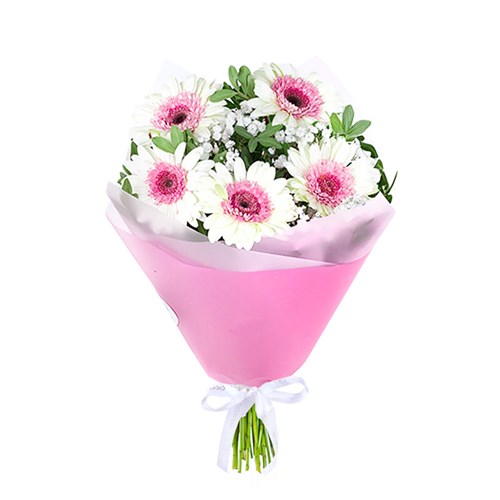Beyaz Pembe Gerbera Buketi Riva