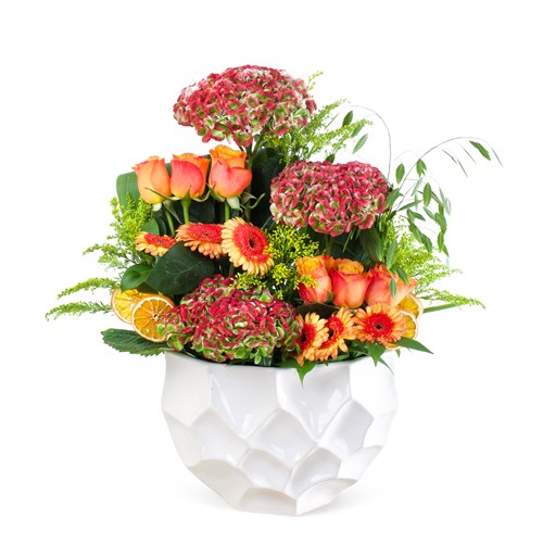 Kırmızı Ortanca Aranjmanı Orange Rosa