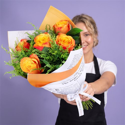 5'li Turuncu Gül Buketi