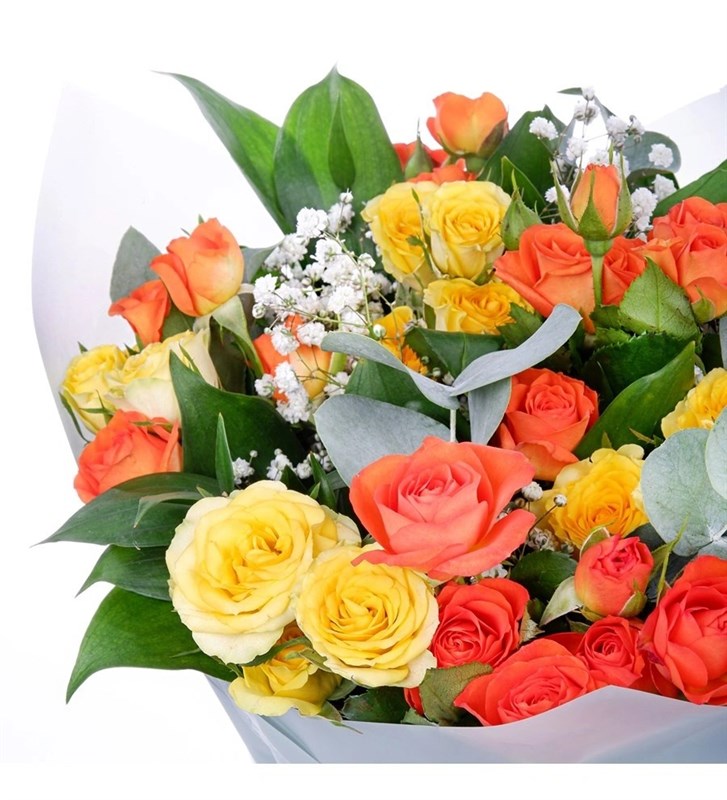 Turuncu Çardak Gül ve Sarı Çardak Gül Buketi - Balat Mix Çardak