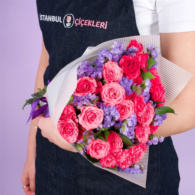 Pink Arbor Rose Bouquet - Çengelköy