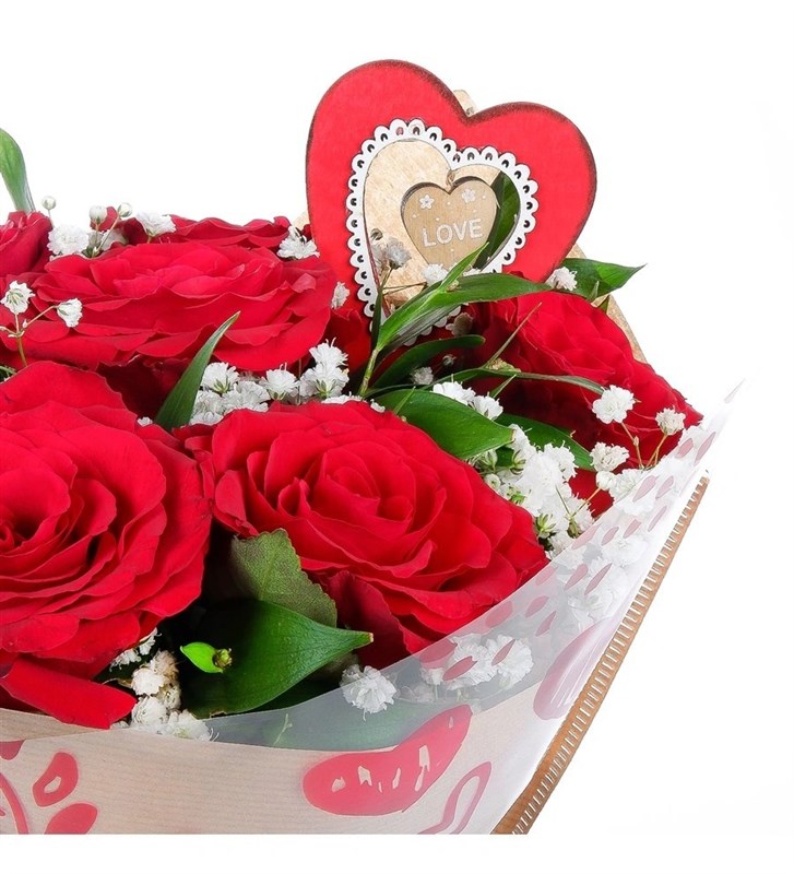 Sevgililer Günü Özel Kırmızı Gül Buketi - 7 li