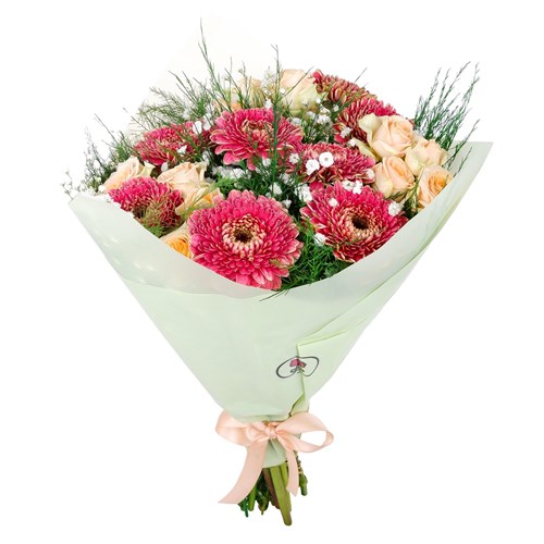 Somon Gül ve Bordo Gerbera Buketi - Riva Chique Somon