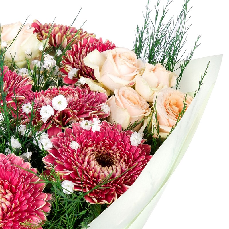 Salmon Rose and Burgundy Gerbera Bouquet - Riva Chique Salmon