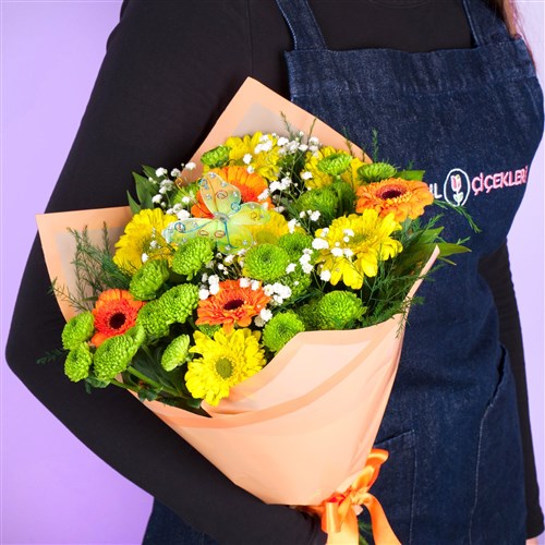 Sarı ve Turuncu Gerbera Buketi - Riva Yellow & Orange