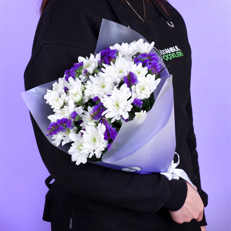 Mor Beyaz Papatya Buketi - Kuzguncuk White Purple