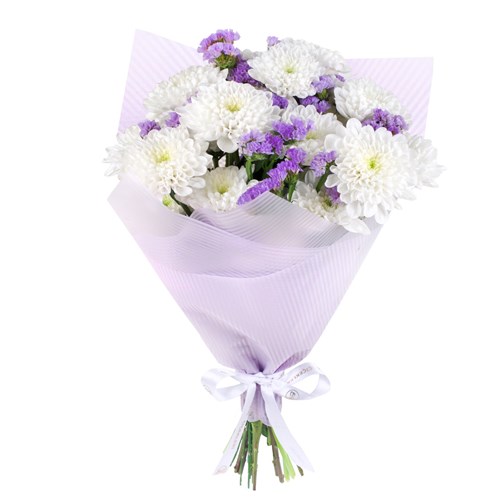 Beyaz Lila Papatya Buketi - Kuzguncuk White Lilac