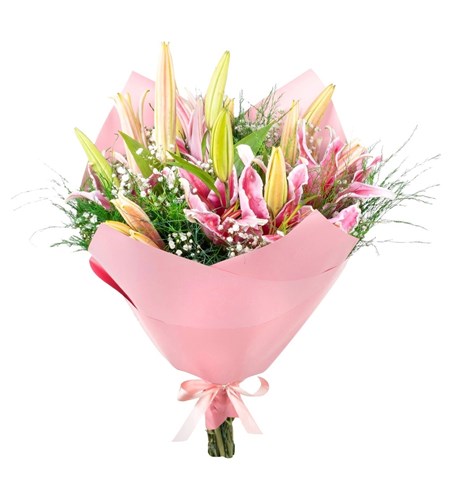 Pembe Lilyum Buketi