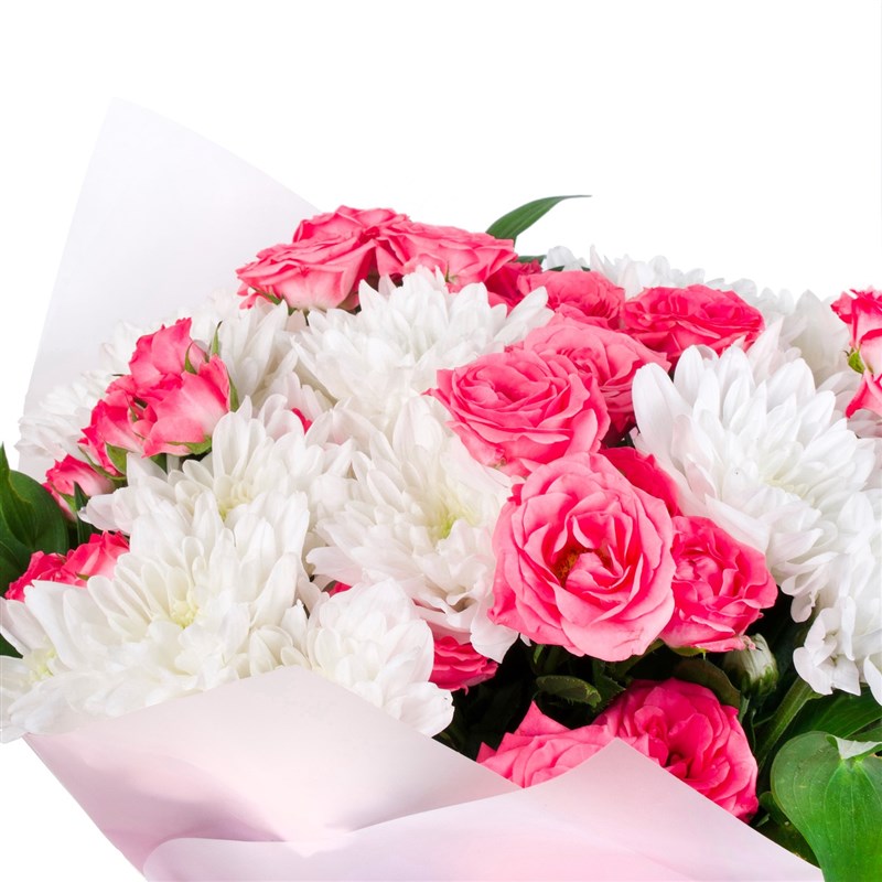 Daisy and Pink Rose Bouquet Salacak Pink