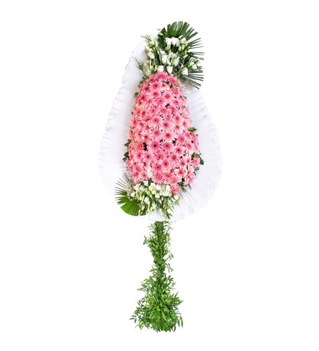 Pembe Gerbera Kutlama Çelengi Tek Kat