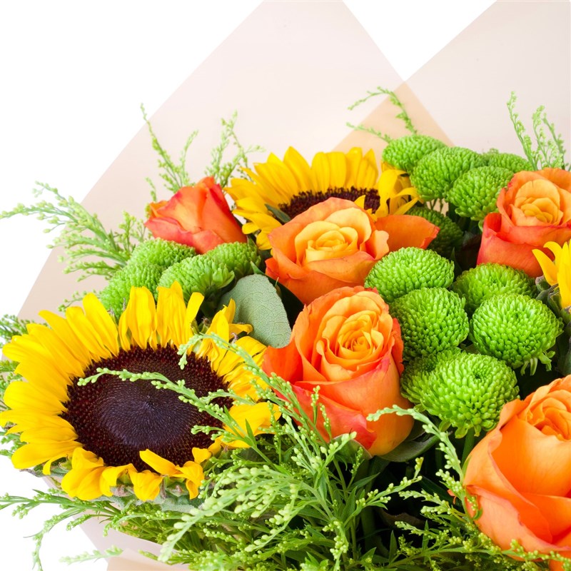 Turuncu Gül ve Ayçiçeği Buketi